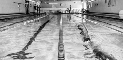Woman swimming laps